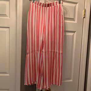 White and Hot Pink Stripped Lounge Pant